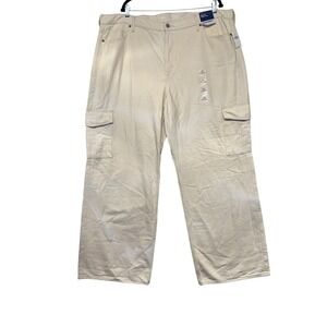 Sky-Hi Wide Leg Cargo Pants Cream Off White Speckled Extra High Rise 20 NEW